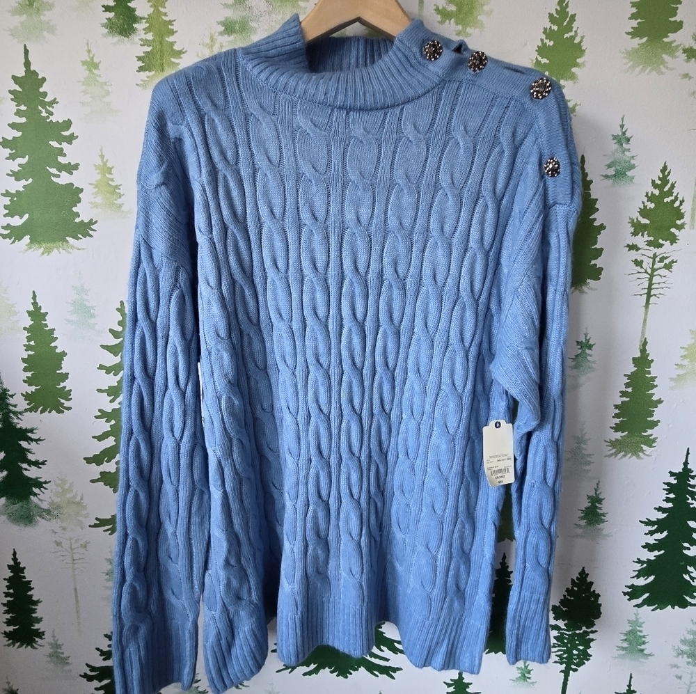 St John's Bay Cable Knit Sweater with Button Details